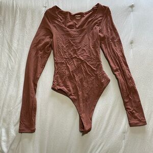 Newvisister Scoop Neck Thong Long Sleeve Bodysuit